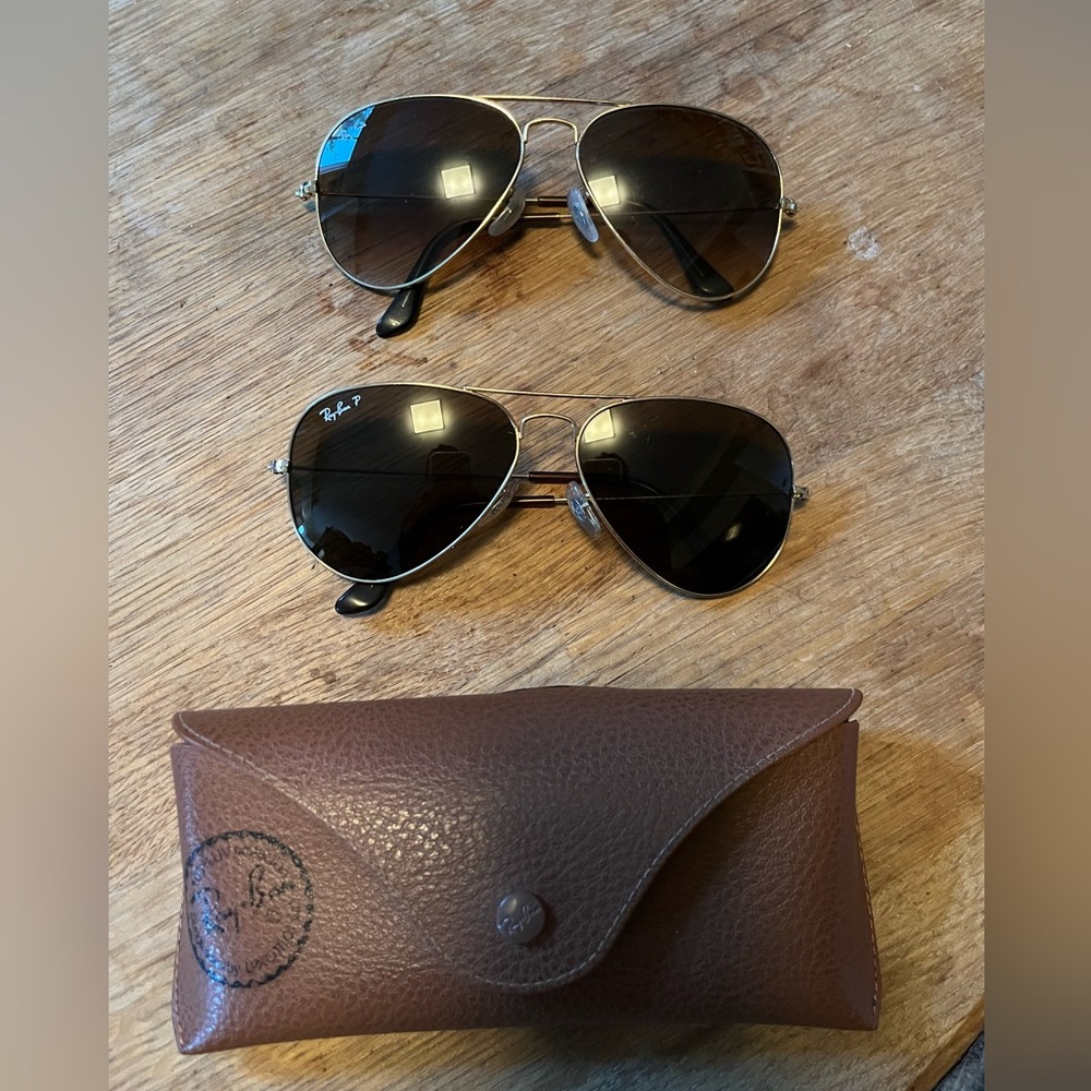 Gold and Brown Ray Ban gradient aviators (regular/med size) and case
